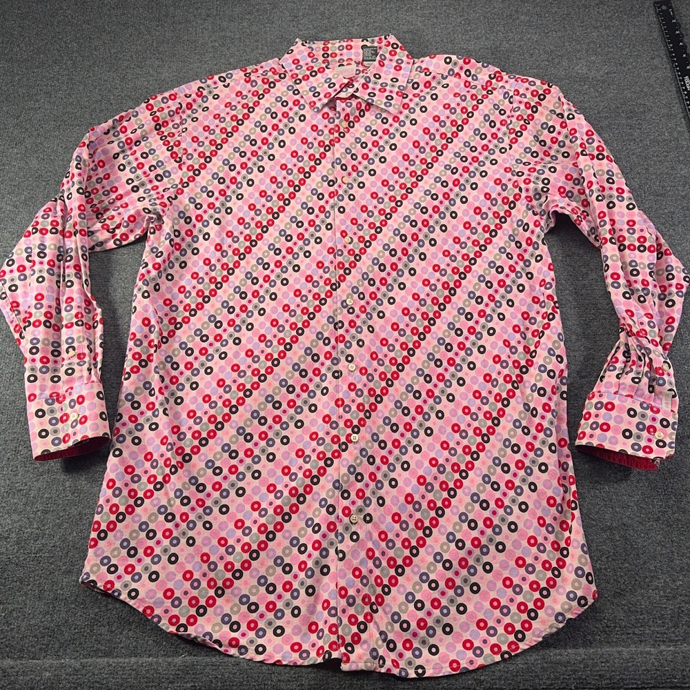 Enyce Mens XXL Pink Geometric Circle Print Button Down Shirt Y2K